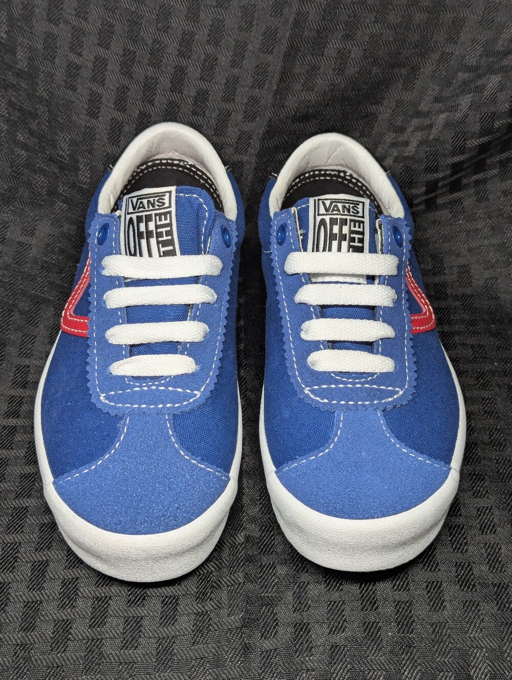 Blue Canvas Vans Sport Low Kids Sneakers.
